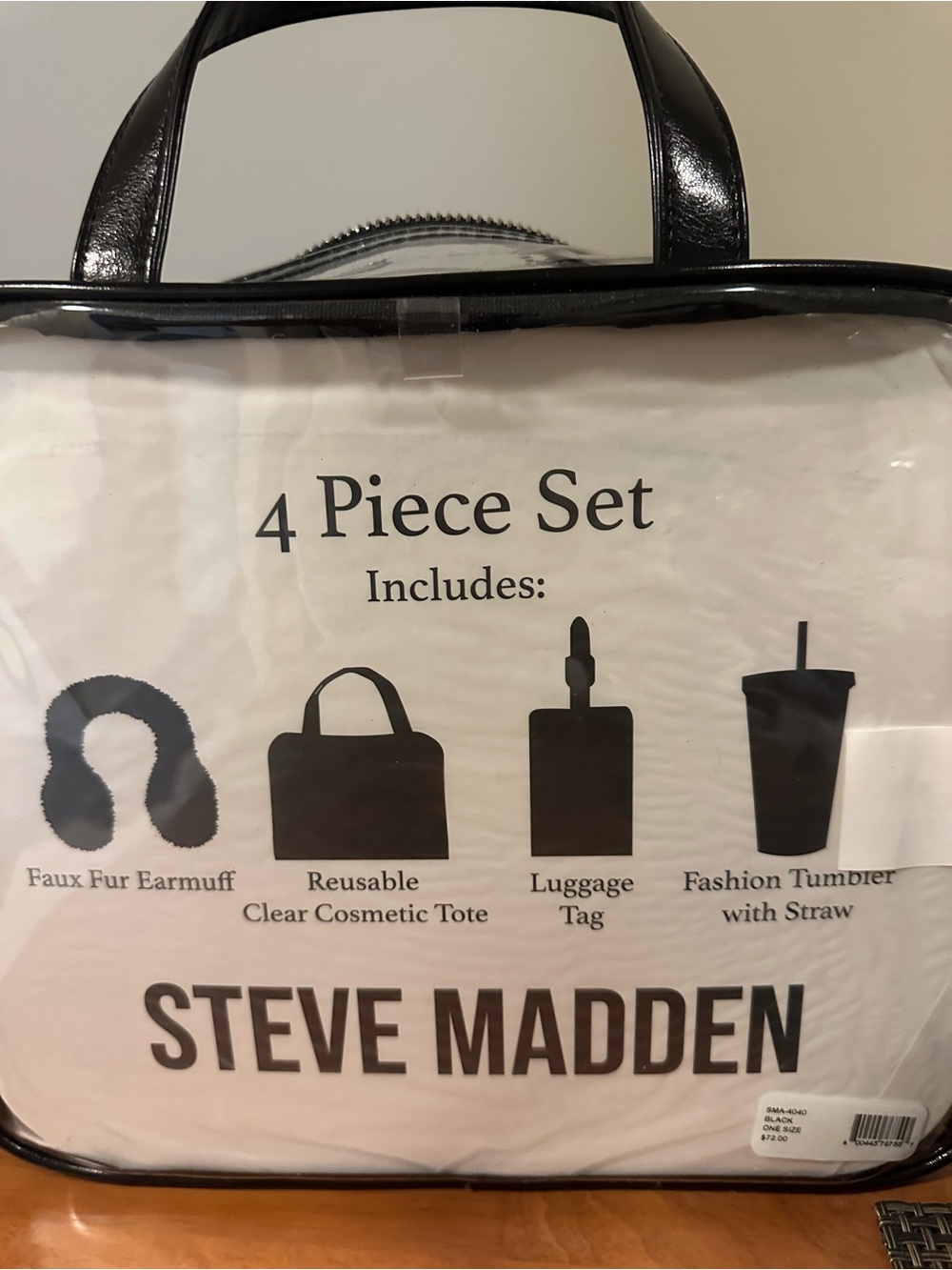 Steve Madden Black Clear Tote with Patent Trim - Picture 5 of 5